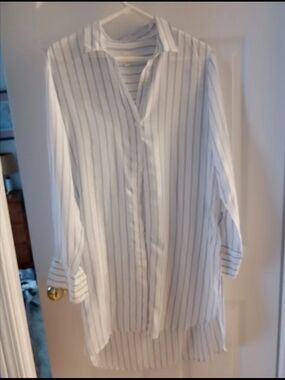 GAP White Shirt with Light Blue Stripes